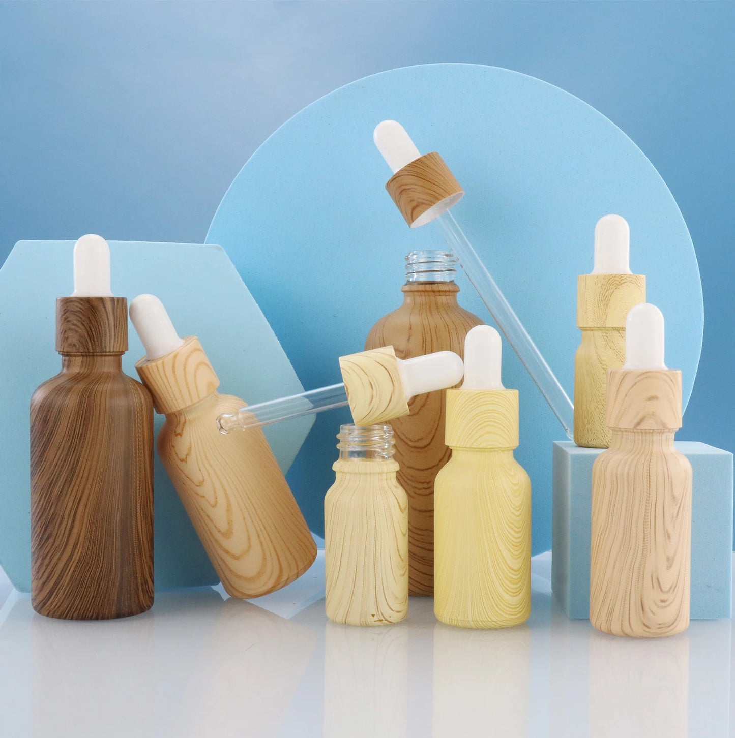 10ml 15ml 20ml 30ml 50ml 100ml Bamboo Wood Serum Dropper Bottle Essential Oil Separately Bottled Packaged in Carton