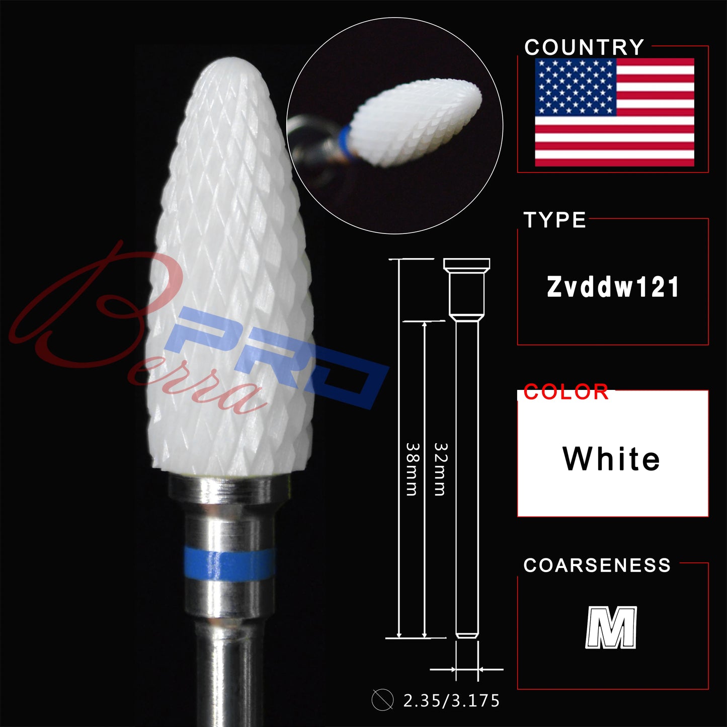 ECO Economy Ceramic Nail Drill Bit  Rotary Burr Milling Cutter Flame Bullet Bits For Manicure Pedicure Tools Accessories