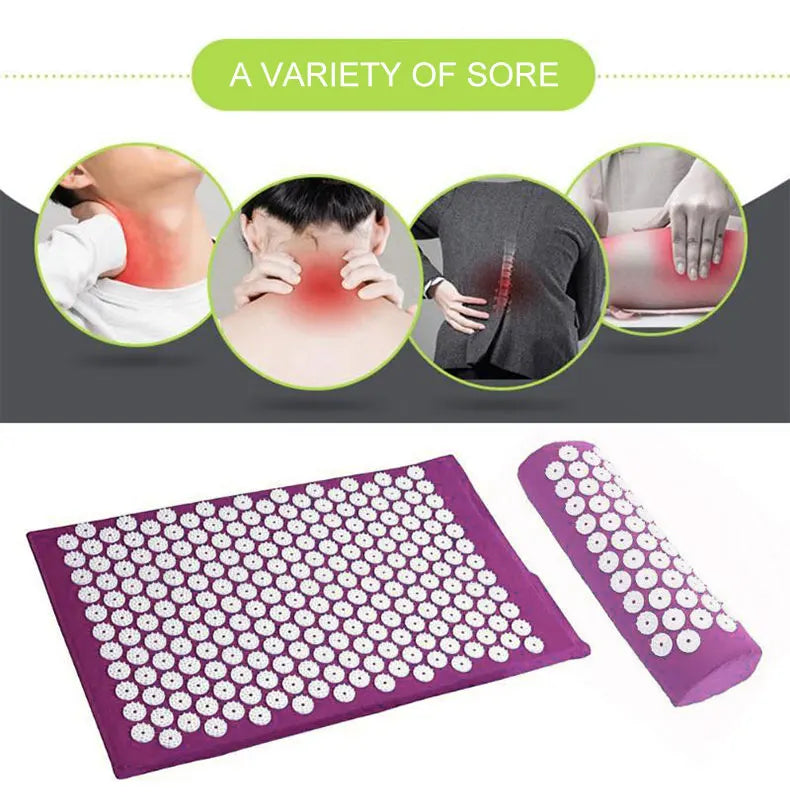 Bstar Eco Friendly Folding Portable Washable Acupuncture Massage Mat Pad Organic Shakti Acupressure Foot Mat Yoga Mat Pillow Set