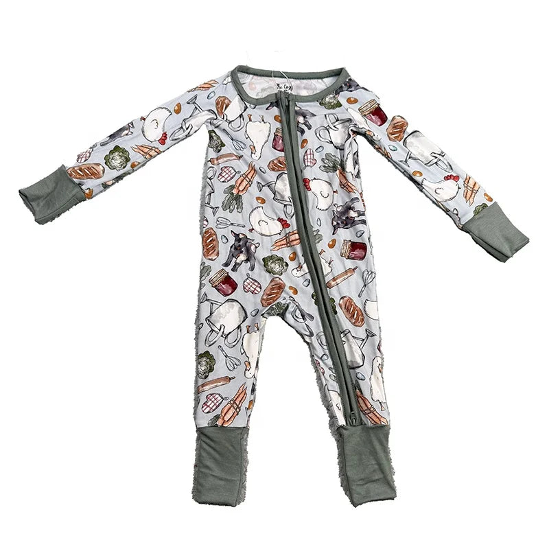 DH ODM Valentine Hot Sell Little Girls Two Way YKK Zipper Jumpsuit Newborn Rompers 0-6 Months Baby Bubble Spandex Bamboo