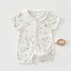 Baby Bamboo Rompers Summer Sleepsuit Jumpsuit Breathable Knit Unisex Pajamas with Snap Button Closure