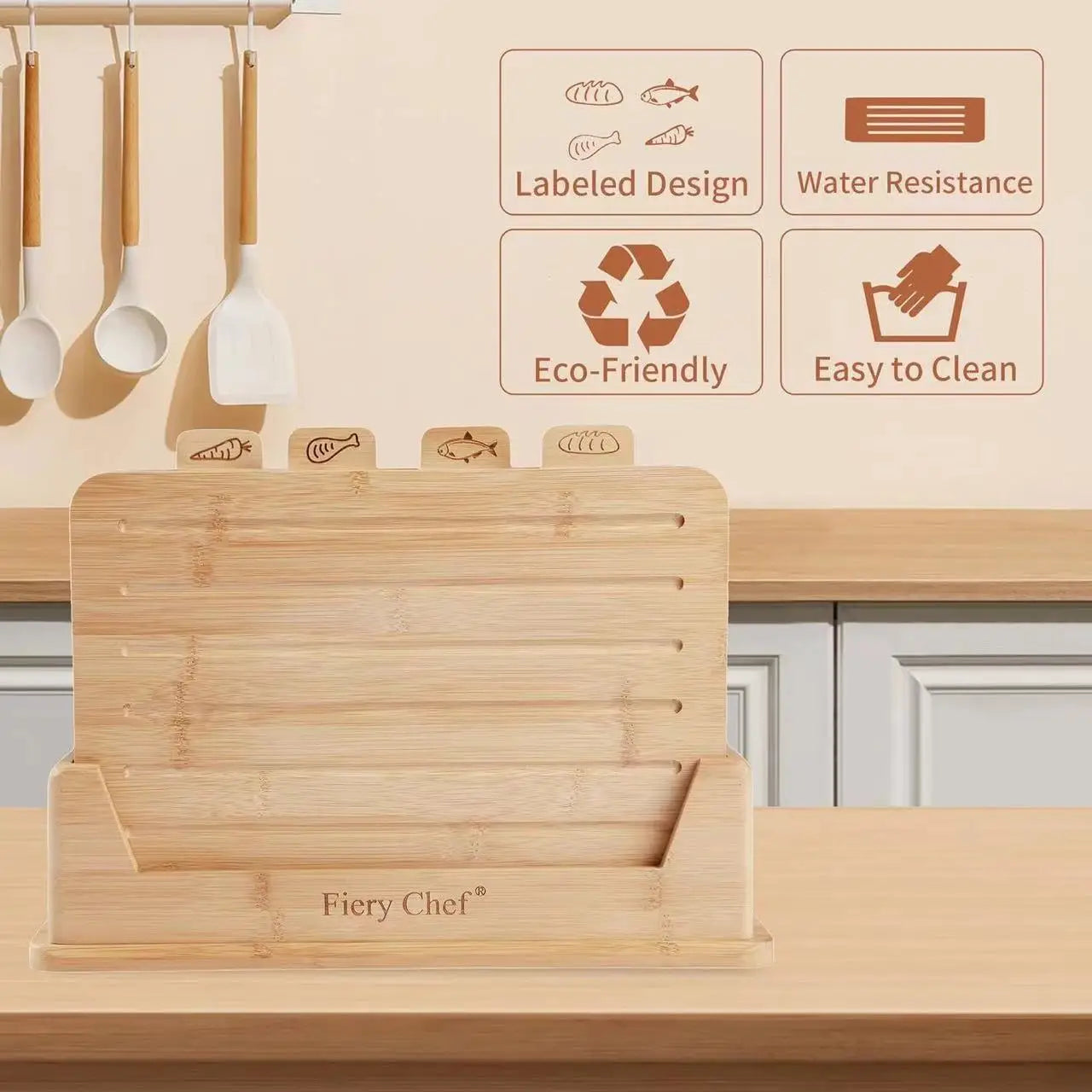 Restaurant Bamboo Wood Cutting Board Set 1.5cm Thick Dishwasher Safe QM Brand Solid Wood Rectangular Vegetable Snack Cutting