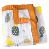Custom 100% Organic Cotton Muslin Infant Bath Towel Cute Cartoon Pattern Babi Blankets 6-Layer Newborn Blanket for Travel Hotel
