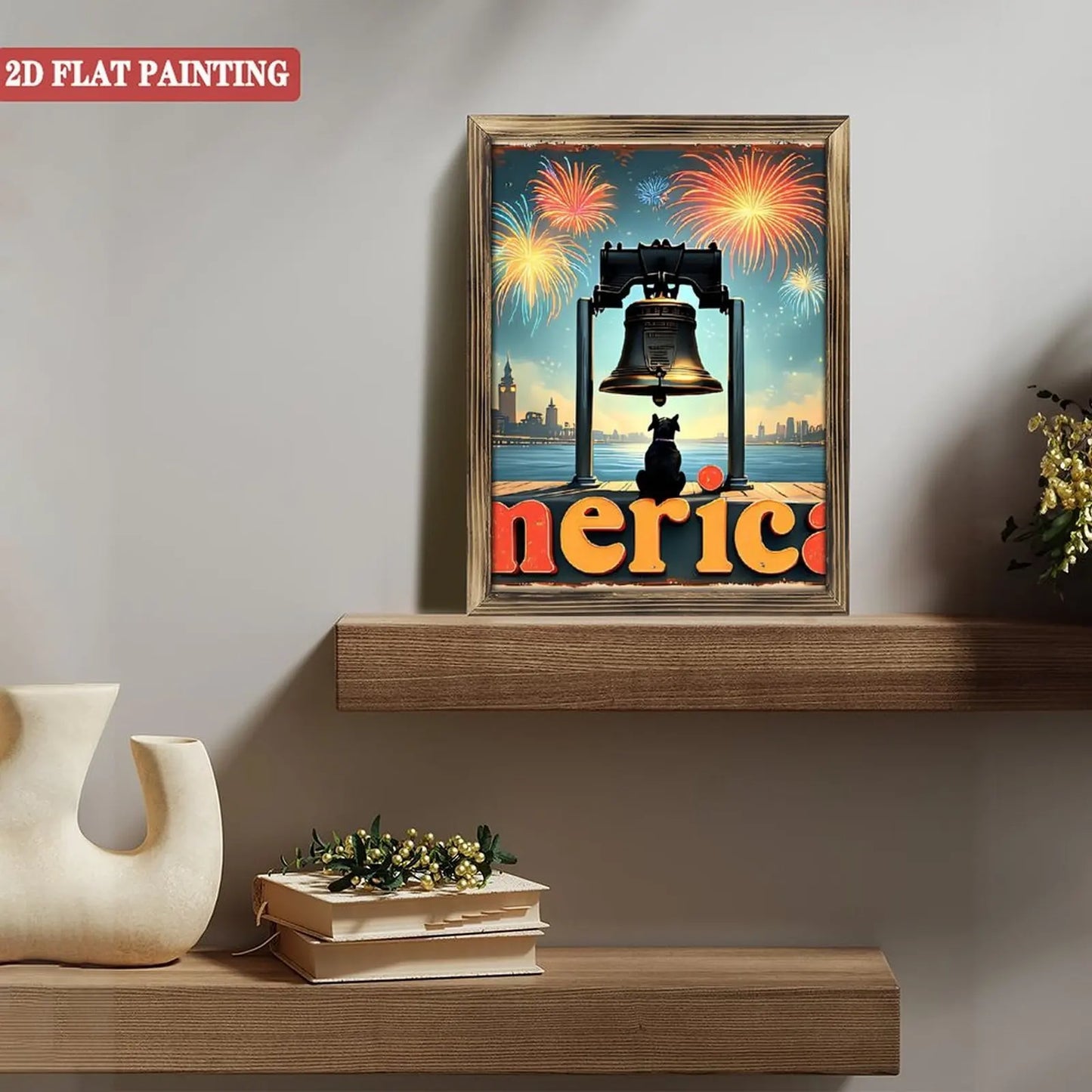 20x30 Wood Frame Modern Art with Overlapping Organic Shapes