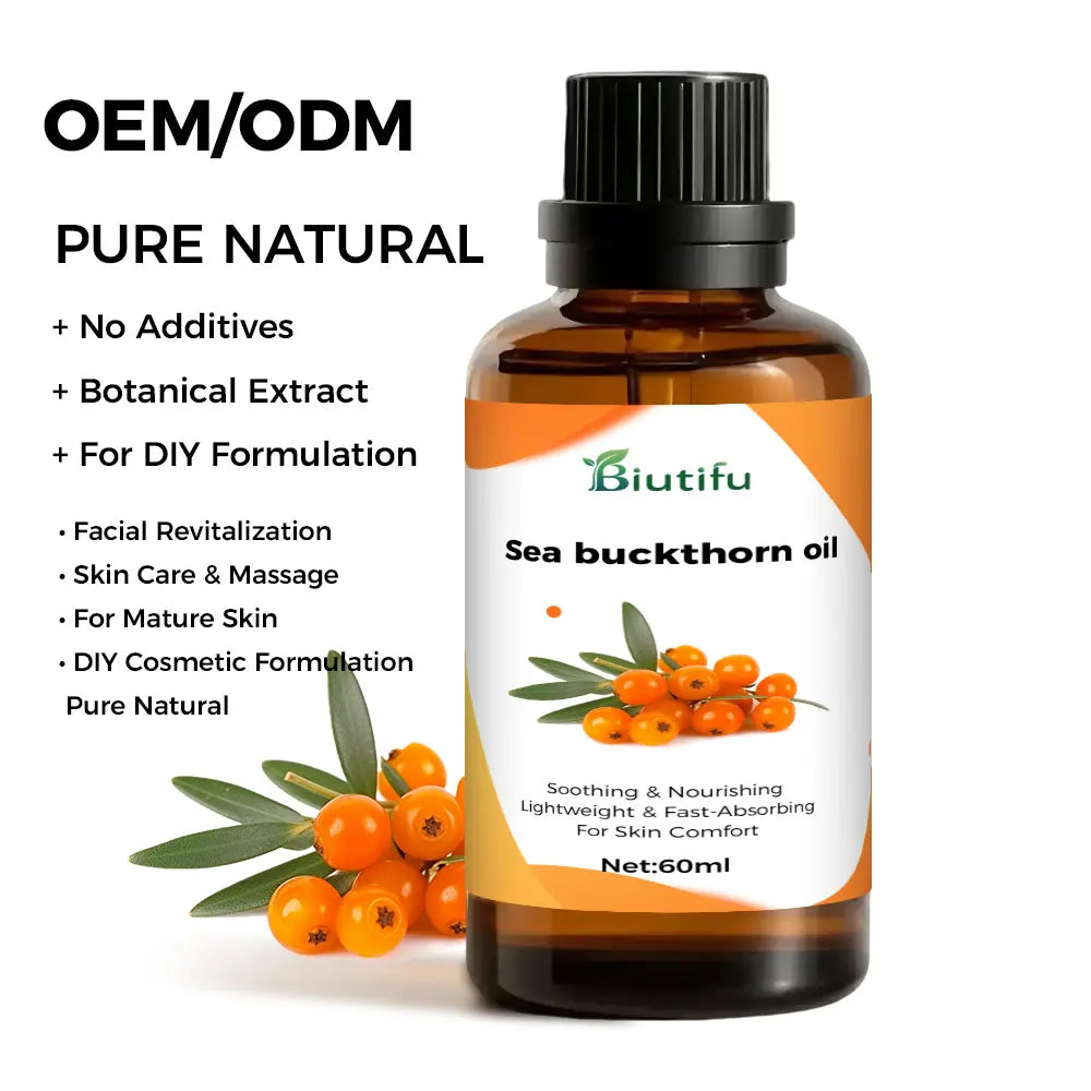 Sea Buckthorn Oil Organic, From Fruit & Seeds, Pure RAW Virgin Cold-Pressed Undiluted Unrefined, Fast Absorbing