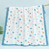 Custom 100% Organic Cotton Muslin Infant Bath Towel Cute Cartoon Pattern Babi Blankets 6-Layer Newborn Blanket for Travel Hotel