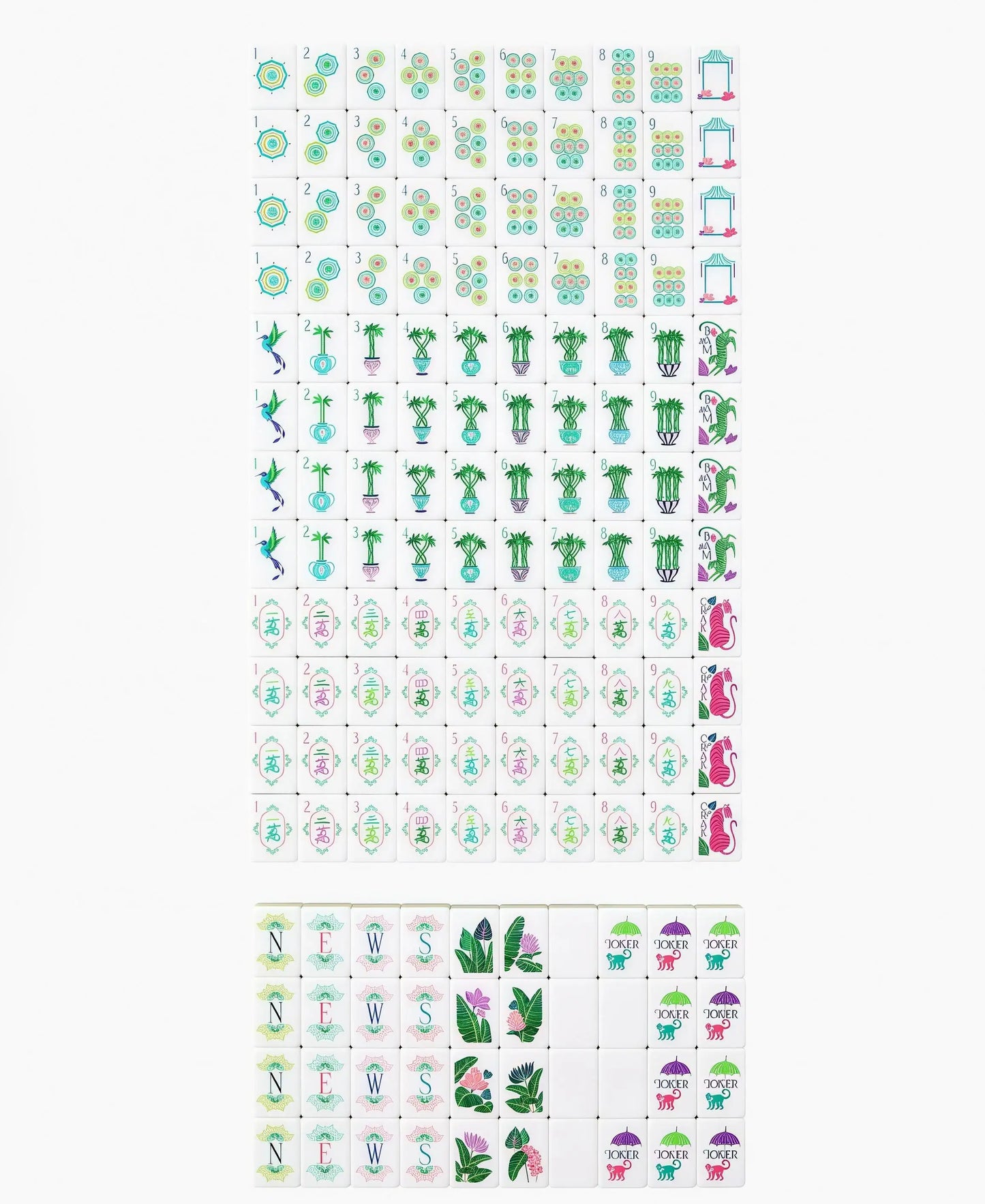 Luxury Foldable Acrylic Mahjong Set Bamboo Stripe Green Design 160 Pieces Durable Eco-Friendly for Family Gatherings Parties