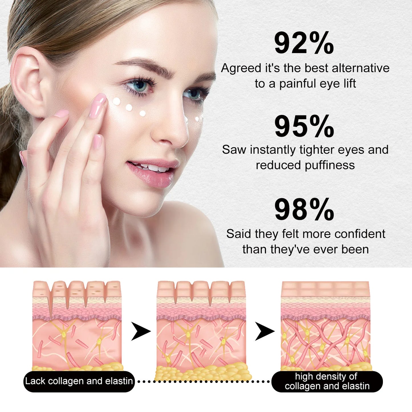 Anti-Aging Eye Firming Cream for Instant Lifting Hydrolyzed Collagen Organic for Moisturizing Dark Circles Wrinkle Reduction OEM