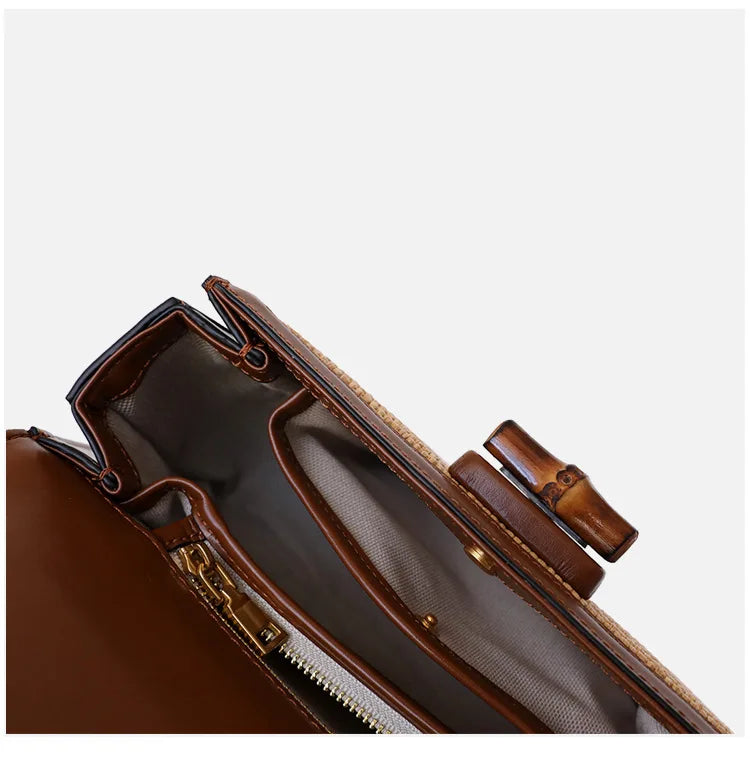 Genuine Leather Women Handbags Ladies Designer Bag 2022 Handbags for Women Luxury Bamboo Bag Cover Polyester Lock Satchels