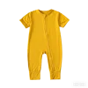 Children's Unisex Bamboo Fiber Spandex Knitted Newborn Rompers Spring Short Sleeve Two-Way Zipper Soft Breathable Climbing