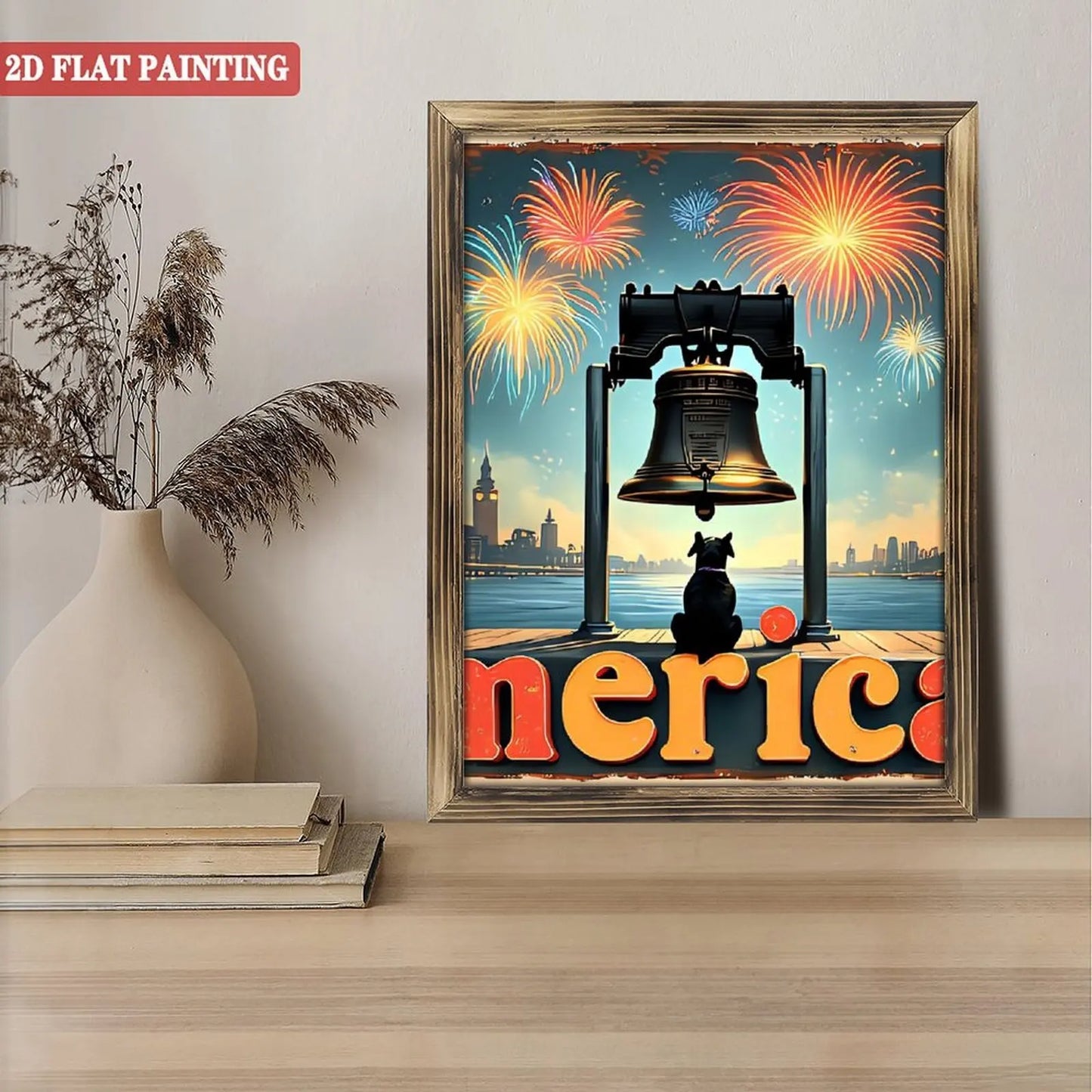 20x30 Wood Frame Modern Art with Overlapping Organic Shapes