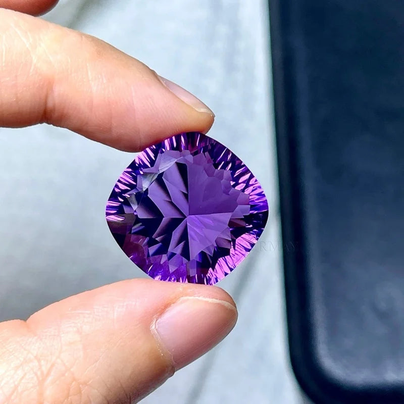 Wholesale Natural Amethyst Cushion Oval Pear Heart Brilliant Cut Vivid Purple Loose Gemstone With GRC Certificate Ready to Ship
