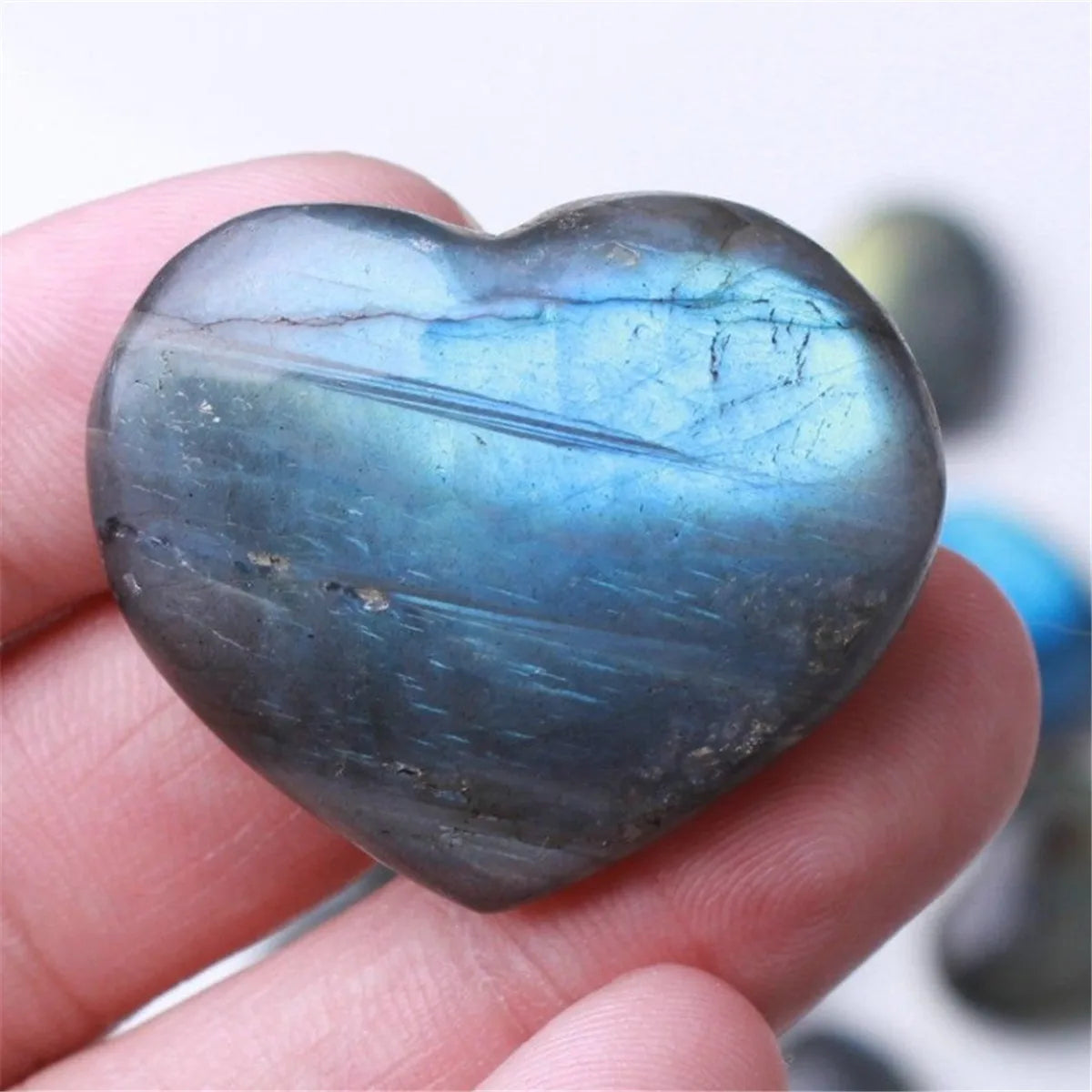 Madagascar Quartz Labradorite Natural Crystal Gemstones Rock Polished Heart Shape Pendants Stone