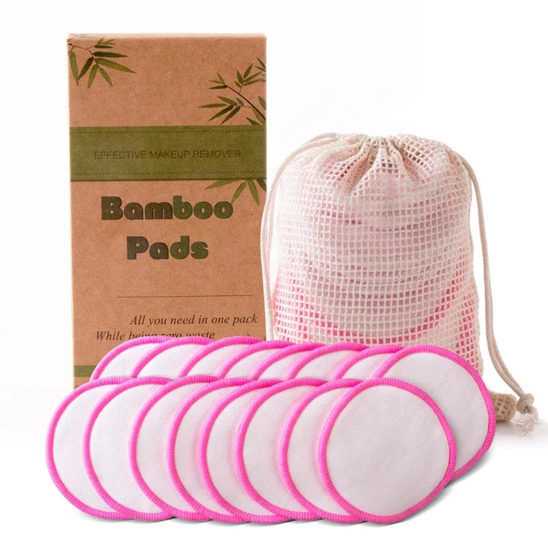 CUSTOM LOGO Box Package 100% Organic Bamboo Cotton Pads Eco-Friendly Reusable Makeup Remover Cotton Pad