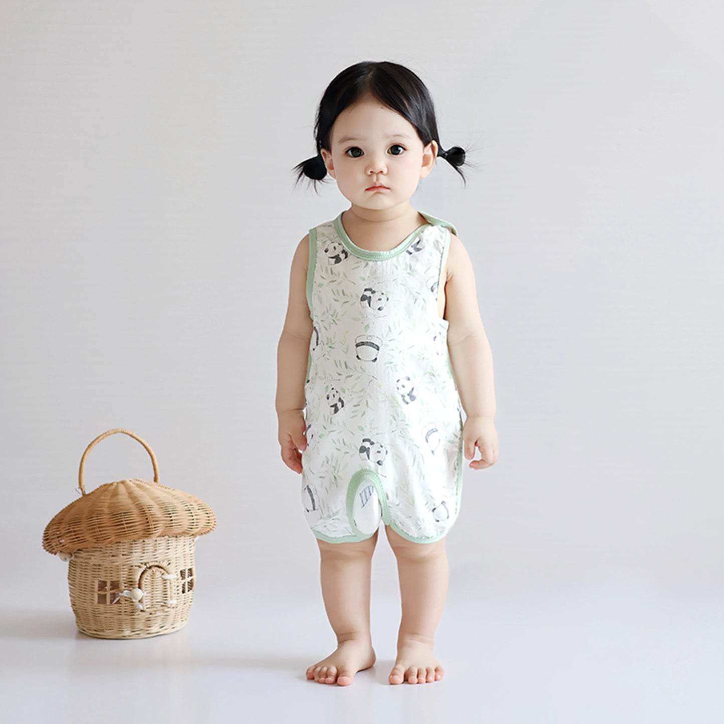 Children's summer bamboo and cotton half-back belly protector vest, unisex, with leg cover, crawling clothes