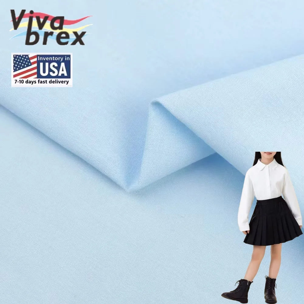 Usa Stock 110gsm 100% Organic Washed Cotton Fabric Custom Woven Eco-Friendly for Boys Plain Poplin for Children's Dresses Shirts