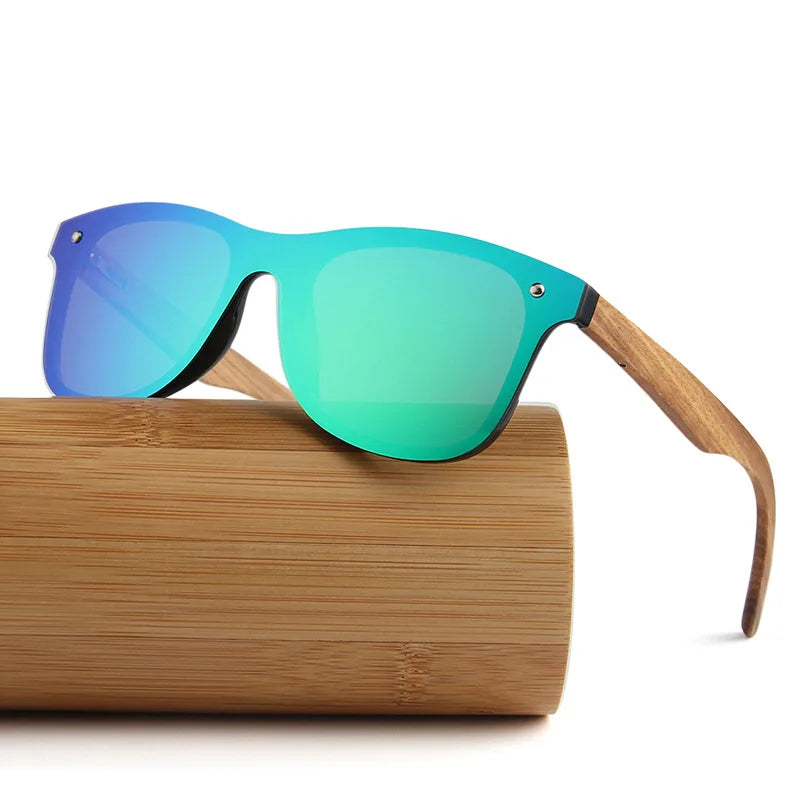 Wholesale new bamboo wood glasses men's women's sun protection integrated mirror polarized rice nail wooden Sunglasses 2024