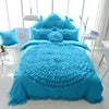Korean Style 100% Organic Cotton Lace Princess 4pcs Sleep Aid with 400TC Solid Pattern for Weddings Bed Sheet Sets