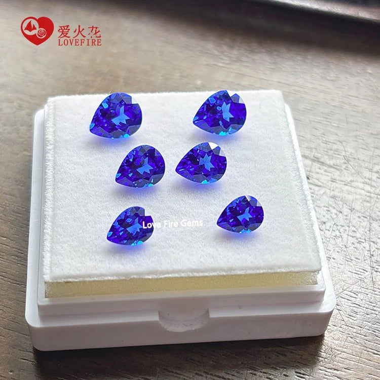 Wholesale Lab Created Cobalt Spinel Blue Sapphire Stone Pear Water Drop Natural Cut Loose Gemstone Lab Growm Cobalt Spinel