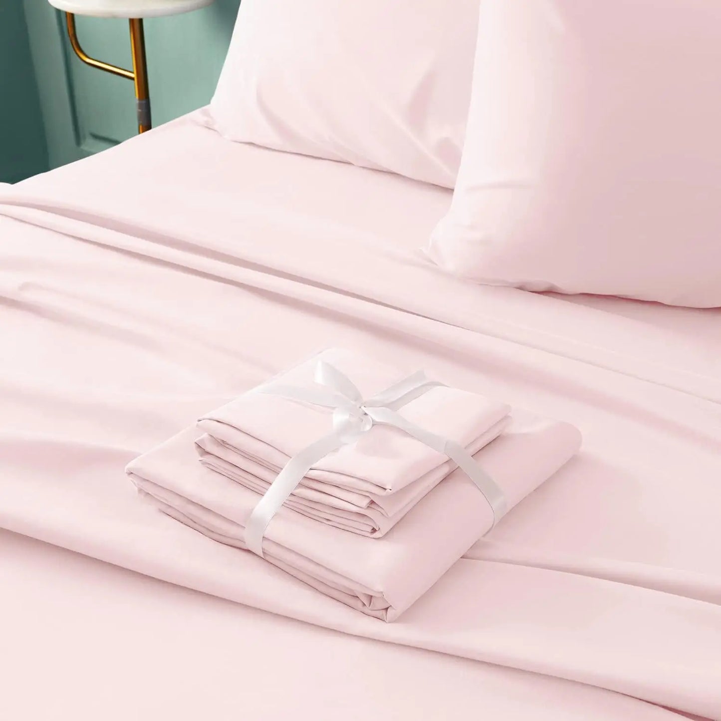 Wholesale Organic Bamboo Cotton Bed sheet Bedding Set and Bed Sheets Set Bamboo Fiber custom logo  and plain Bedsheet