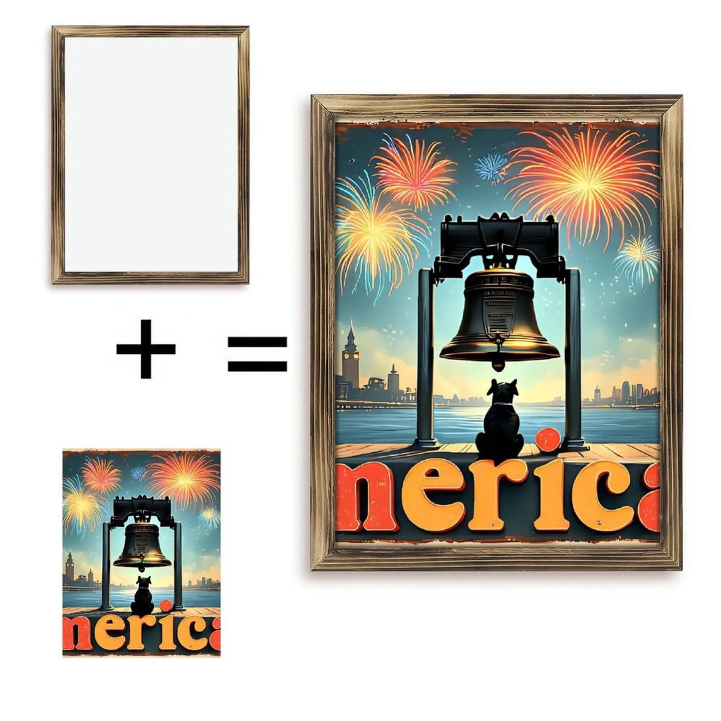 20x30 Wood Frame Modern Art with Overlapping Organic Shapes