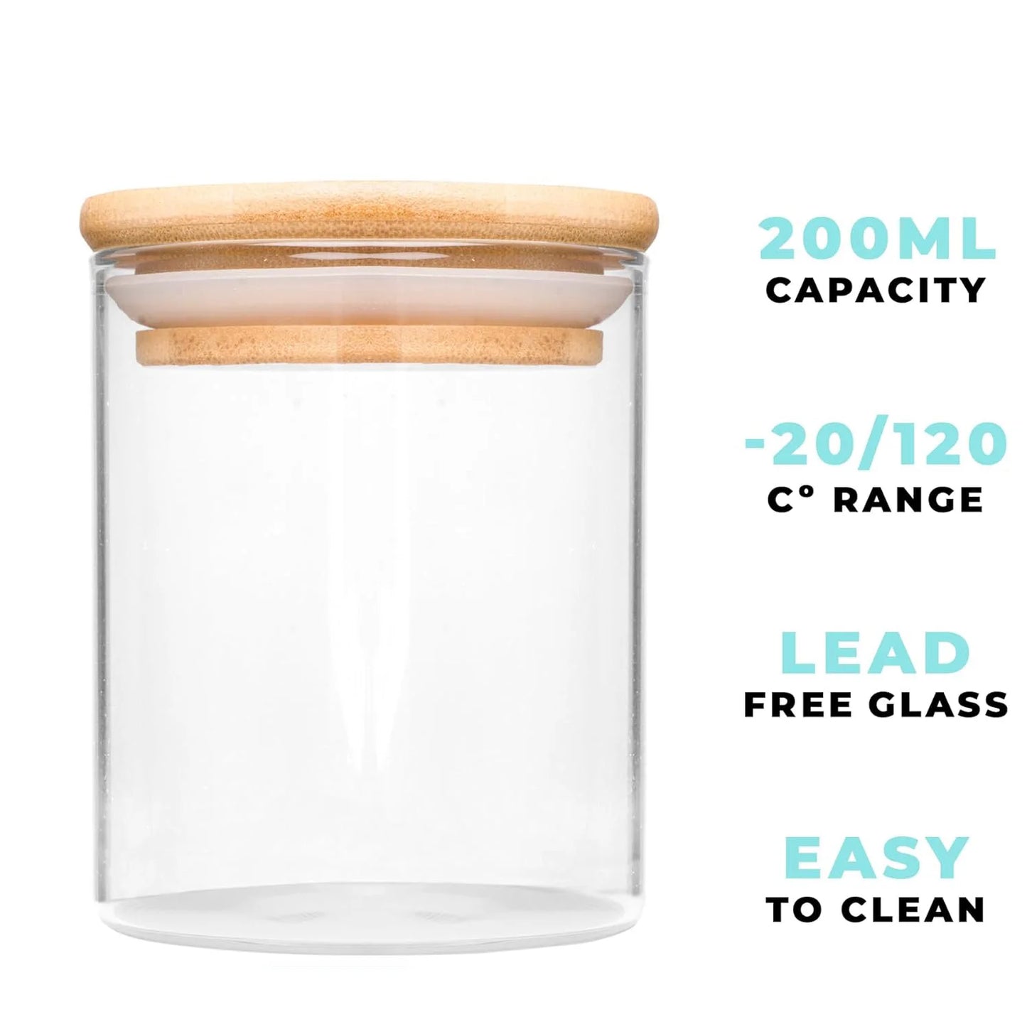 200ml 12pcs Set Storage Bottles Clear Glass Jars Spice Storage Classic Container with Airtight Bamboo Lid