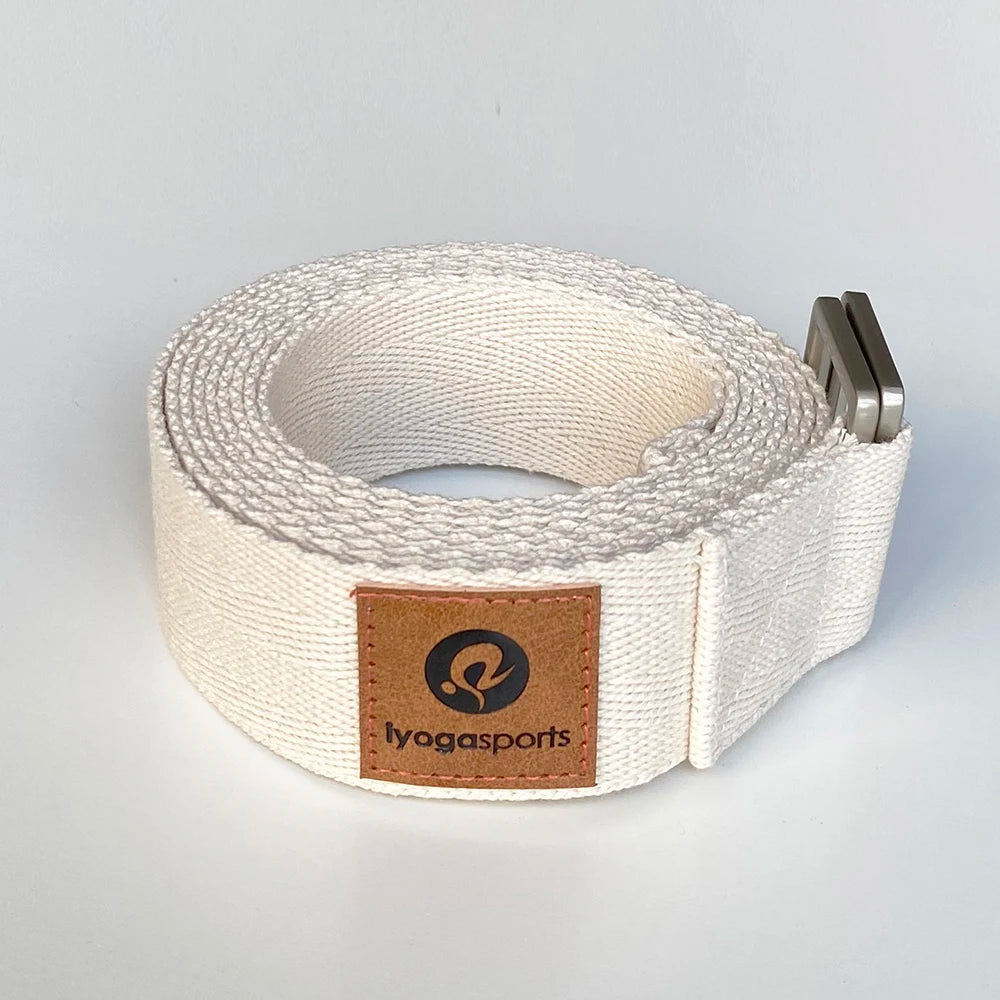100% Organic Cotton Yoga Strap 8ft Length Belt Custom logo Iyogasports extra Length Soft Biodegradable Material Yoga Belt