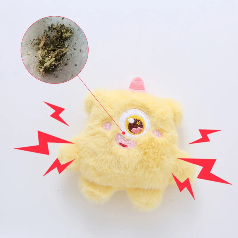 Cute Cartoon Plush Monster Cat Toy Catnip Crinkle Sound Soft Fuzzy Kittens Interactive Play Squeaker Natural Catnip