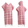 High Quality Organic Cotton Poncho Towel Adults Children Windproof Thickened Hooded Design Factory Wholesale Home Sports Striped