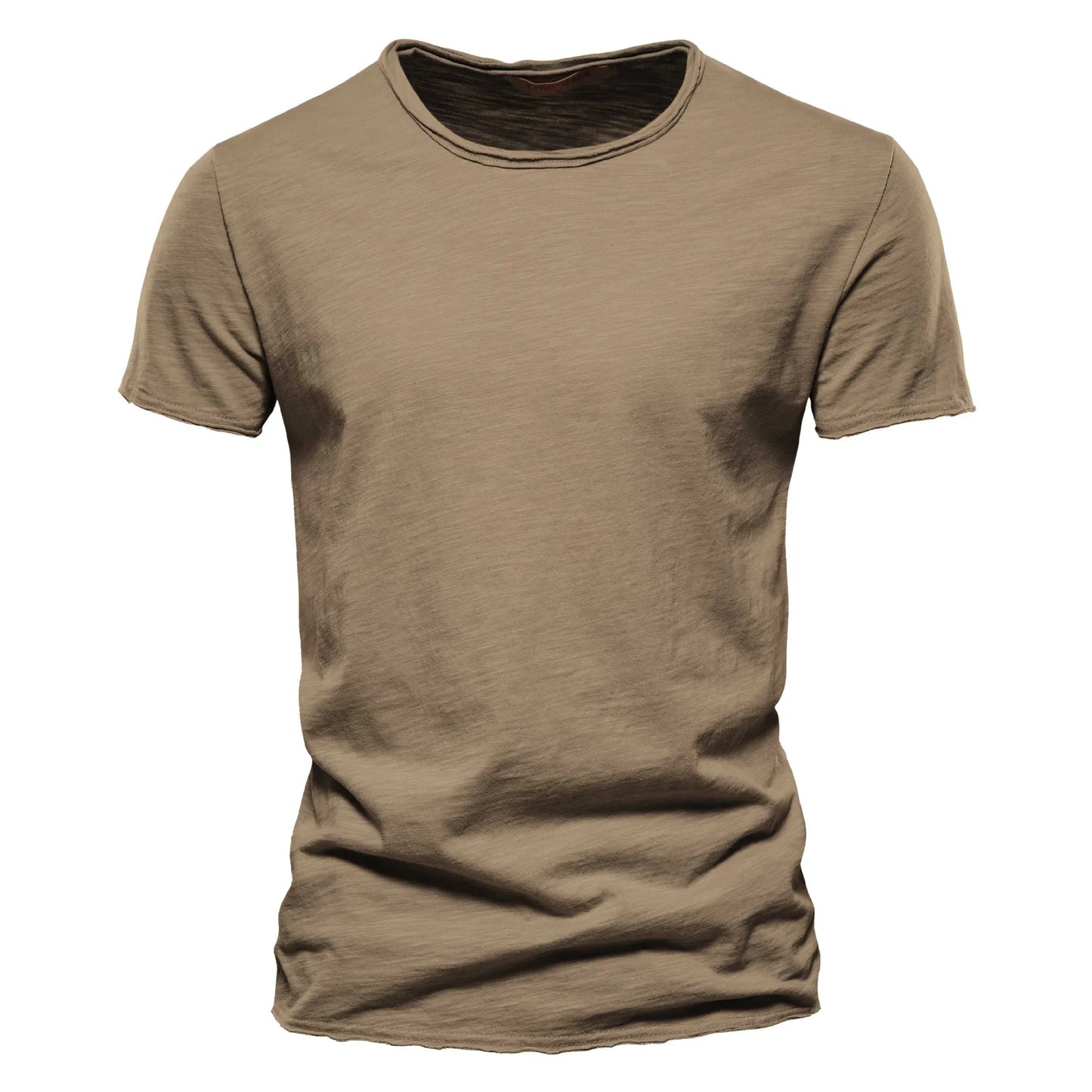 2024 Summer Hot Selling Men's New Solid Color Neck Short Sleeved Top Bamboo Joint Cotton Casual Knitted Pure Cotton Design
