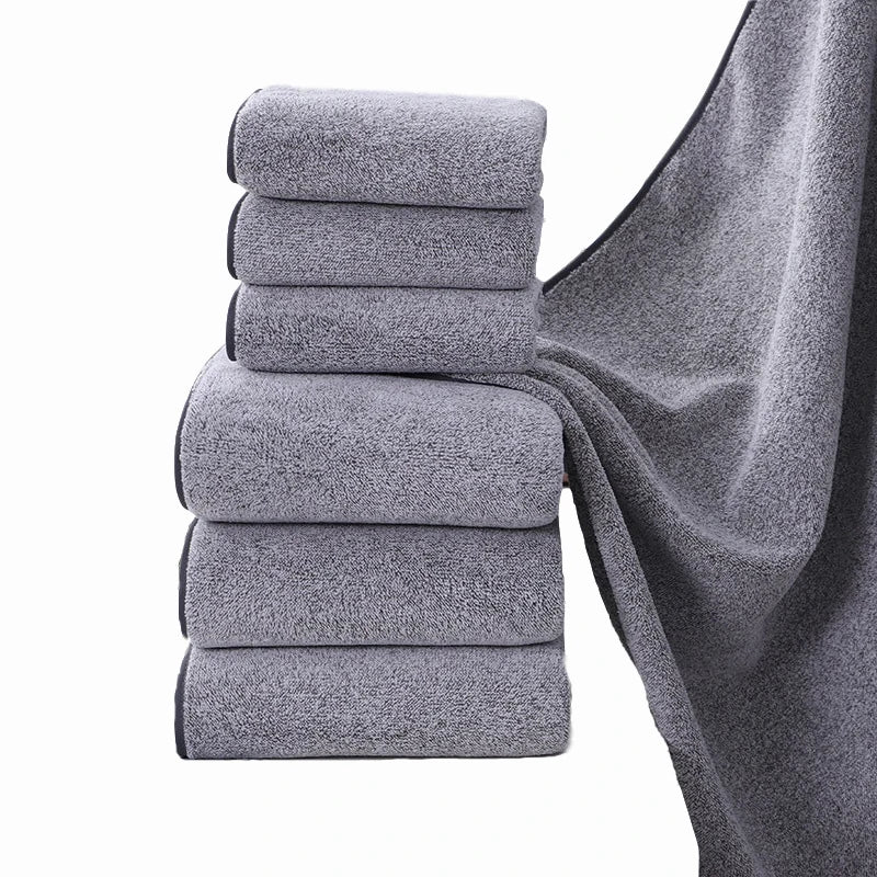 American Styles 2pcs Eco-Friendly Woven Bath Towel Set Organic Cotton Coral Fleece Quick-Dry Stylish Bath Accessory