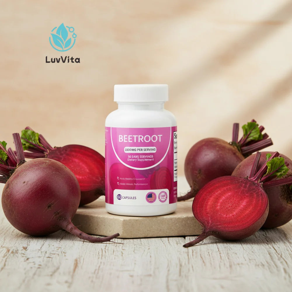 LuvVita Plant Extract Organic Adults Energy 60 Beet Root Powder Capsules Antioxidant Heart Health Support Adult Senior Health