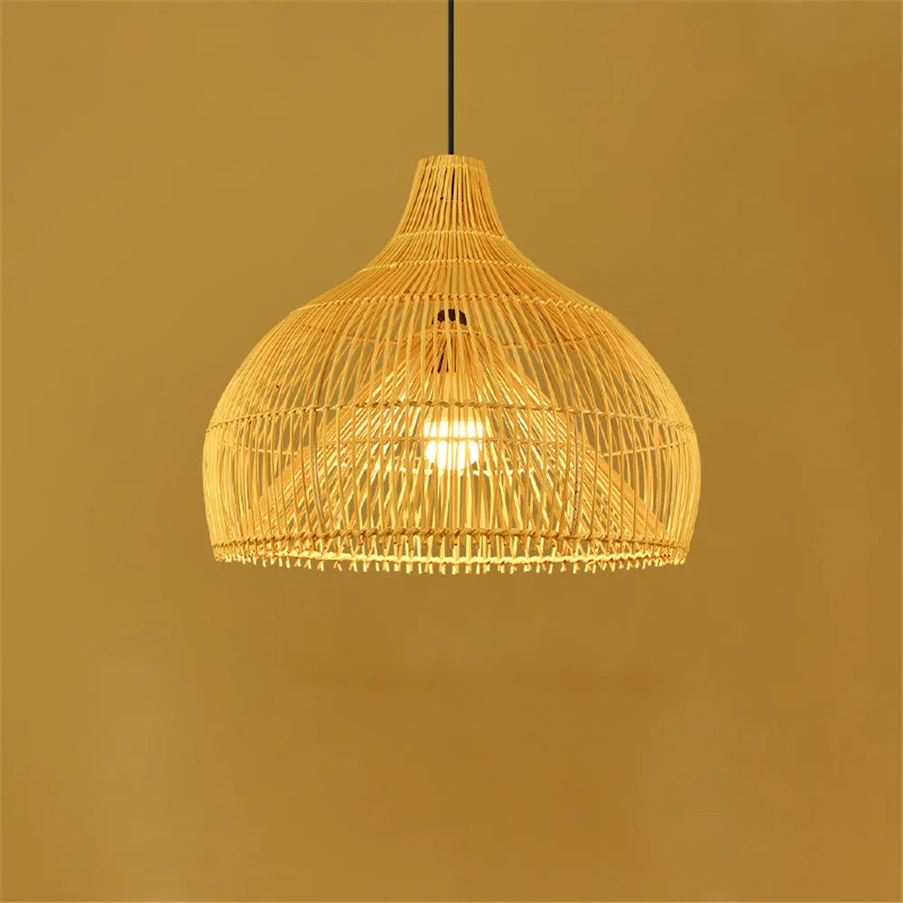 Modern Handmade Bamboo Rattan Hanging Lamp for Restaurant Kitchen Teahouse Farmhouse Home Decor Chandeliers & Pendant Lights