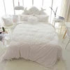Korean Style 100% Organic Cotton Lace Princess 4pcs Sleep Aid with 400TC Solid Pattern for Weddings Bed Sheet Sets