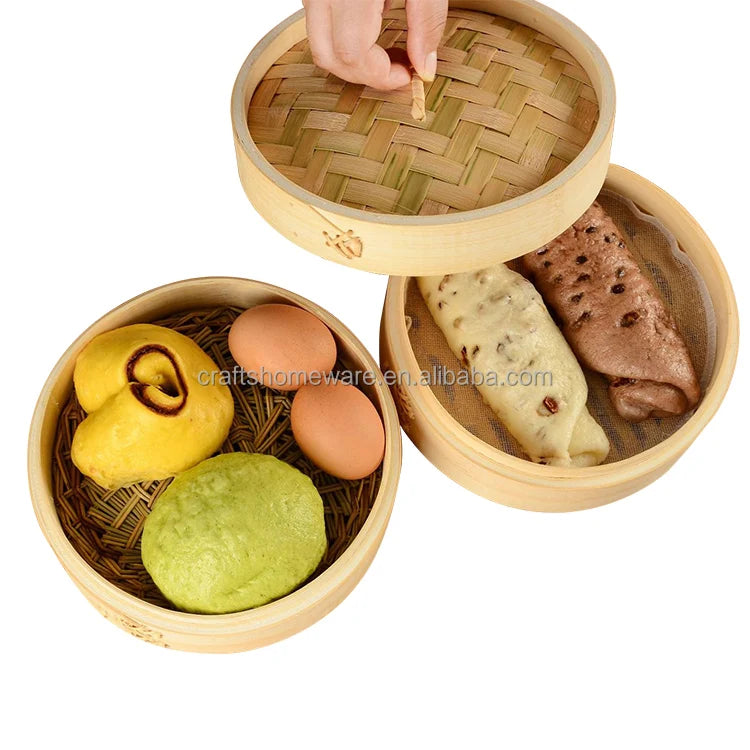 Prime Home Direct Bamboo Steamer Basket 10 Inch  1 Tier and 1 Lid With Custom Logo