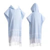 High Quality Organic Cotton Poncho Towel Adults Children Windproof Thickened Hooded Design Factory Wholesale Home Sports Striped