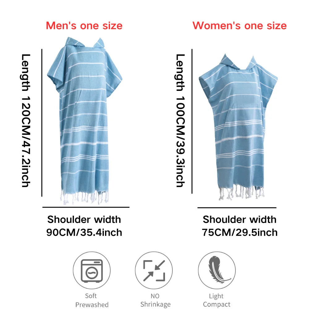 High Quality Organic Cotton Poncho Towel Adults Children Windproof Thickened Hooded Design Factory Wholesale Home Sports Striped