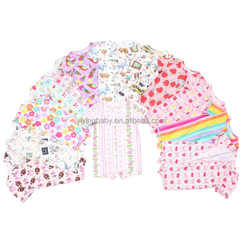Custom Printed Bamboo Jumpsuit for Newborns ODM Odem Zipper Romper Infant Baby Bodysuit