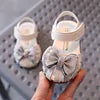 2025 Summer Bow Rhinestone Princess Sandals for Baby Girls Soft Lightweight Toddler Shoes Breathability