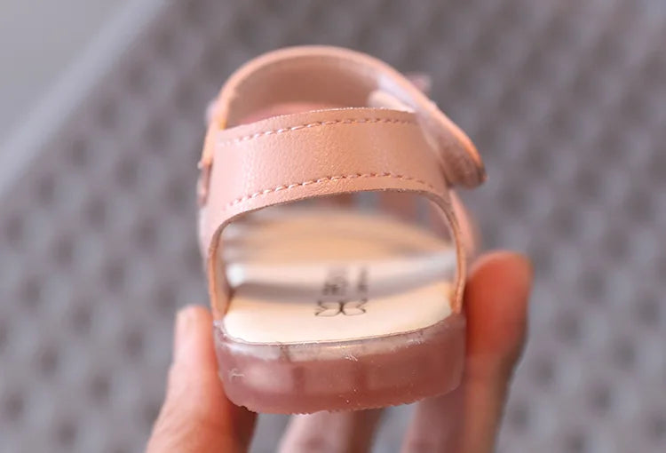 2025 Summer Bow Rhinestone Princess Sandals for Baby Girls Soft Lightweight Toddler Shoes Breathability