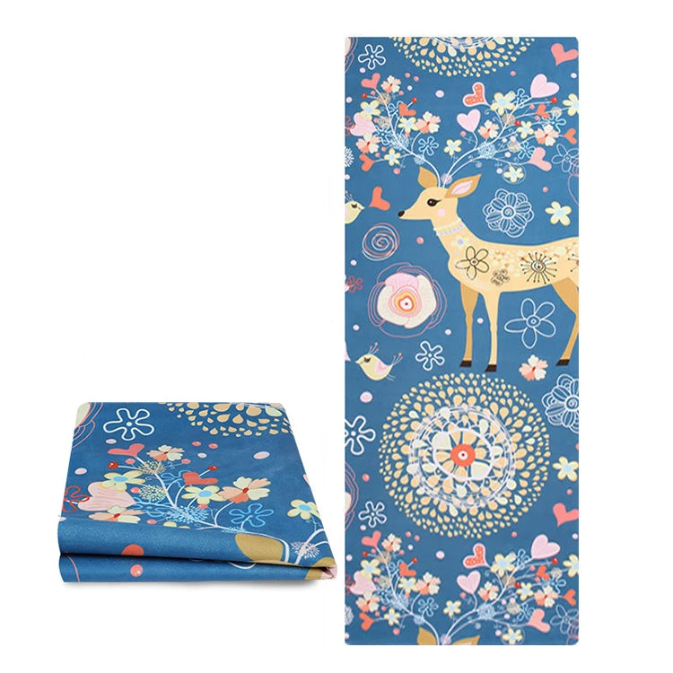 2026  Eco Friendly Digital Organic Blue Rubber Custom Print OEM Yoga Mat 4.5mm Anti Slip Non-slip Natural Rubber  Suede Yoga Mat
