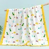 Custom 100% Organic Cotton Muslin Infant Bath Towel Cute Cartoon Pattern Babi Blankets 6-Layer Newborn Blanket for Travel Hotel