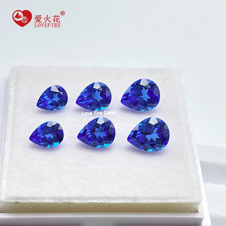 Wholesale Lab Created Cobalt Spinel Blue Sapphire Stone Pear Water Drop Natural Cut Loose Gemstone Lab Growm Cobalt Spinel