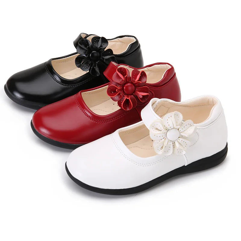 2024 Spring Autumn Girls' Leather Dress Shoes New Baby Princess Table Performance Shoes Style Children's Leather Shoes