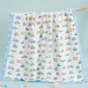 Custom 100% Organic Cotton Muslin Infant Bath Towel Cute Cartoon Pattern Babi Blankets 6-Layer Newborn Blanket for Travel Hotel