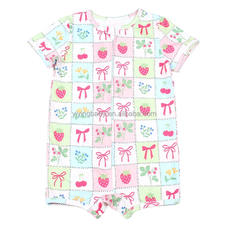 Custom Printed Bamboo Jumpsuit for Newborns ODM Odem Zipper Romper Infant Baby Bodysuit