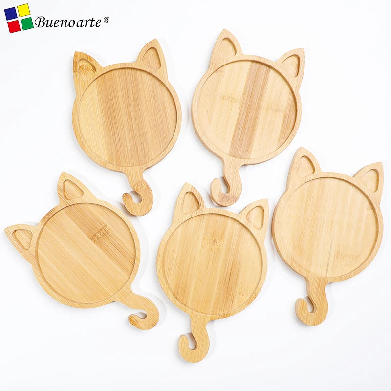 Bamboo Coaster 5 Pcs Flower Star Mosaic Base 1cm Thick Modern Design Room Use for DIY Mosaic Art Craft Kits