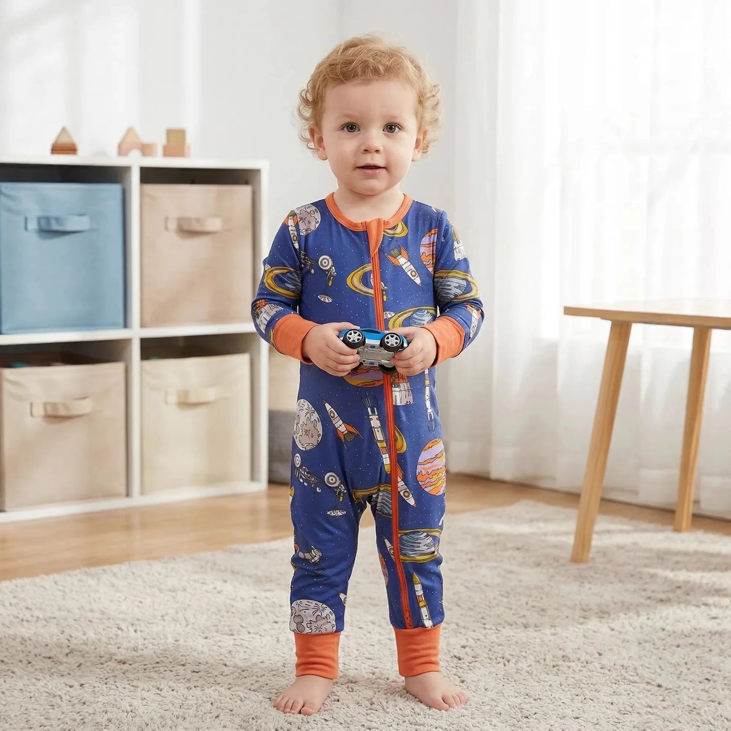 Growprint Cross-border European American-style Bamboo Fiber Male Infant Toddler Long Sleeve Thin Jumpsuit Romper Safety All Soft