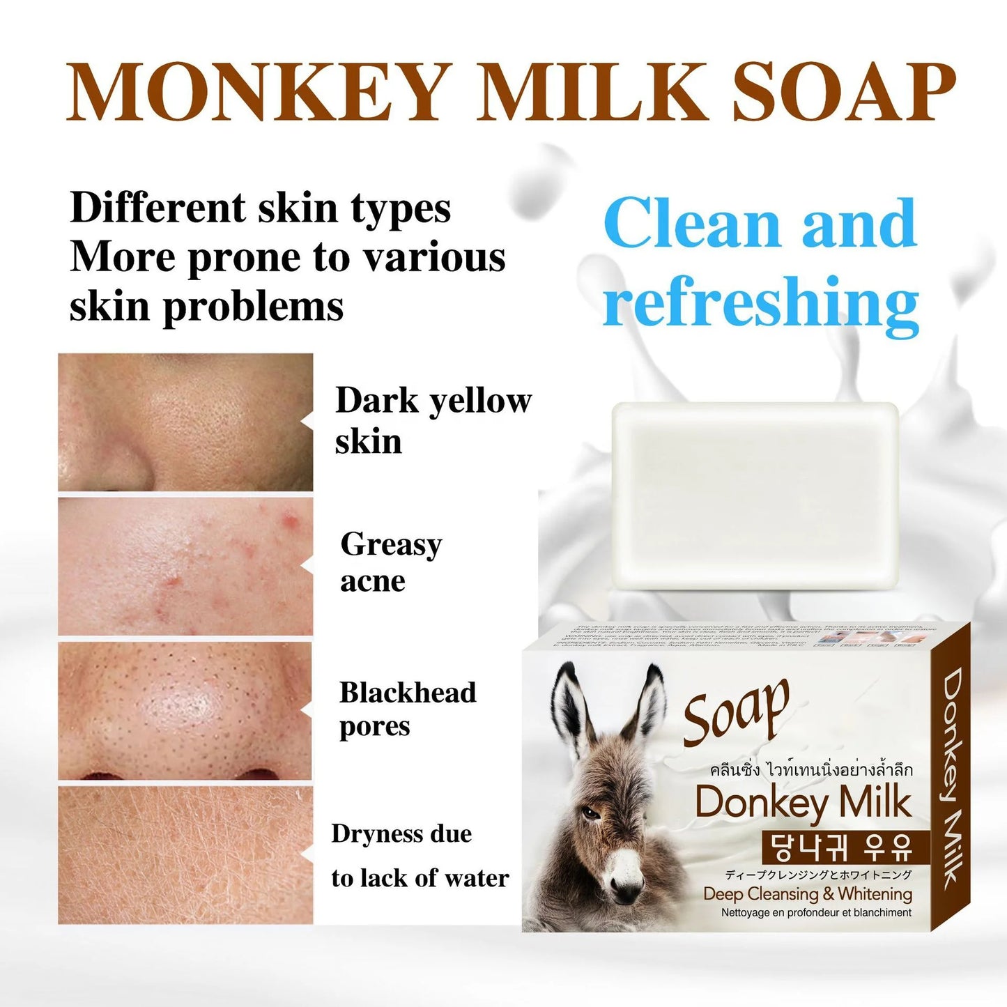 100g Organic Private Label Whitening for Body Deep Cleansing for Acne Bar Natural Brighten Skin Donkey Milk Soap