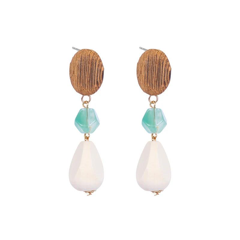 HOVANCI Handmade Africa Wooden Earrings  S925 Sterling Silver Stud Bamboo Big Rattan Earrings for Women Birthday Party Gift
